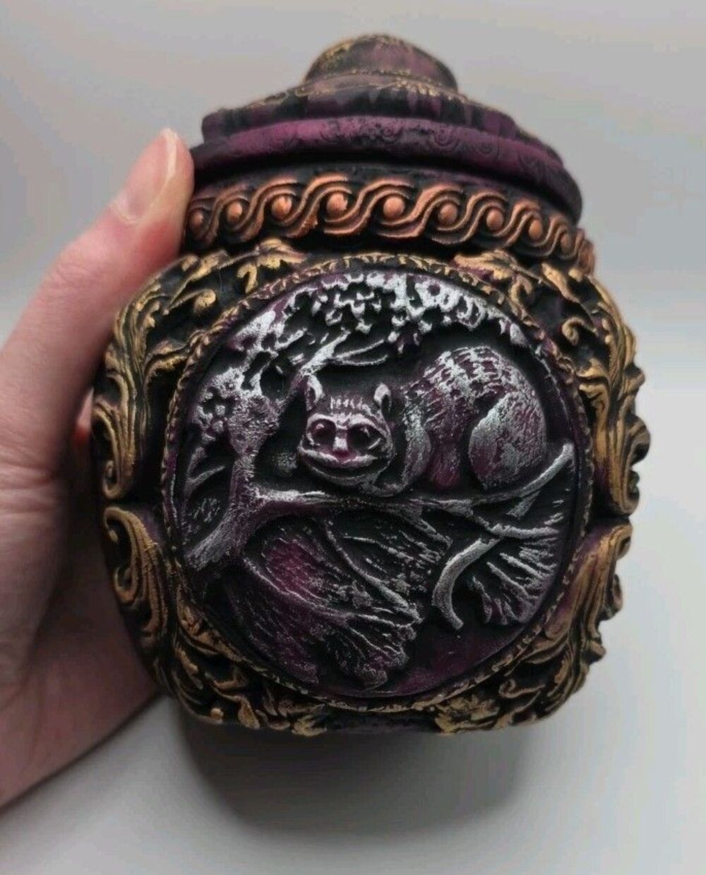 Cheshire Cat Apothecary Jar Alice In Wonderland Jar Art Handmade - Picture 10 of 11